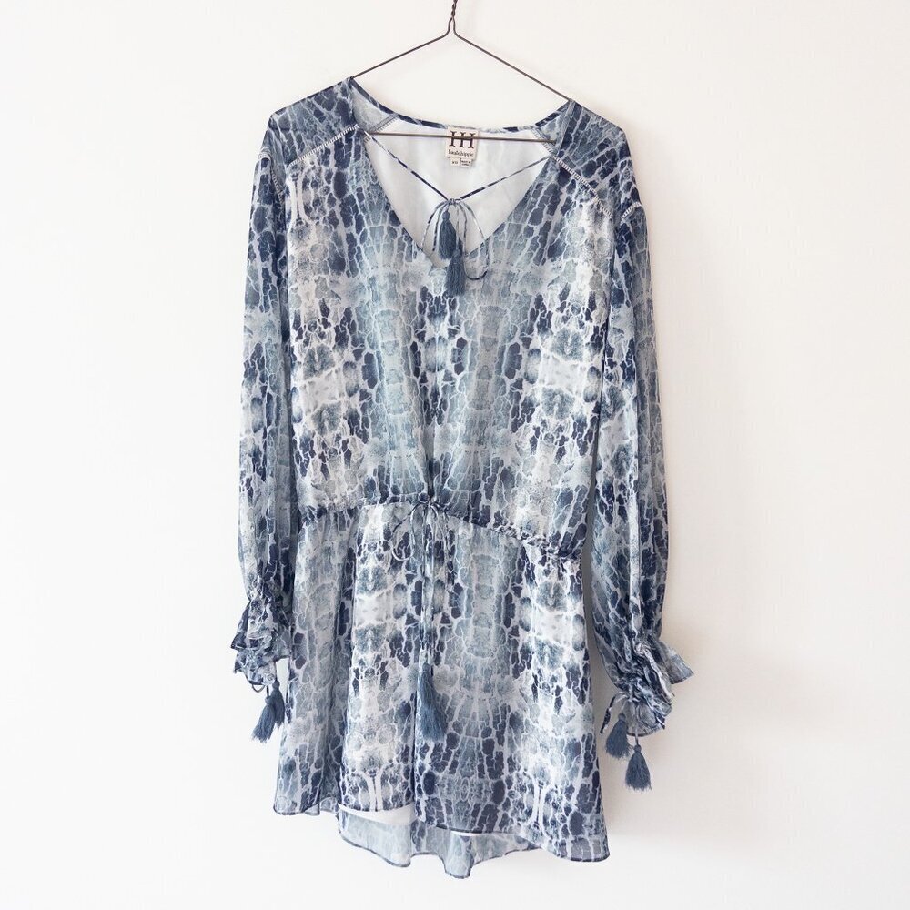 Haute Hippie $395 V Neck Front Tie Snake Animal Print Dress, Size XS - Picture 9 of 10